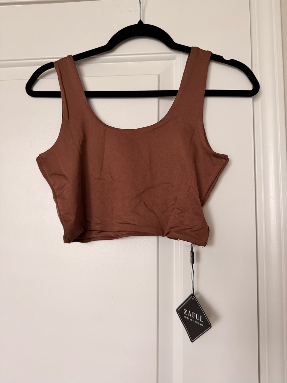 Zaful Brown Scoop-Neck Crop Tank